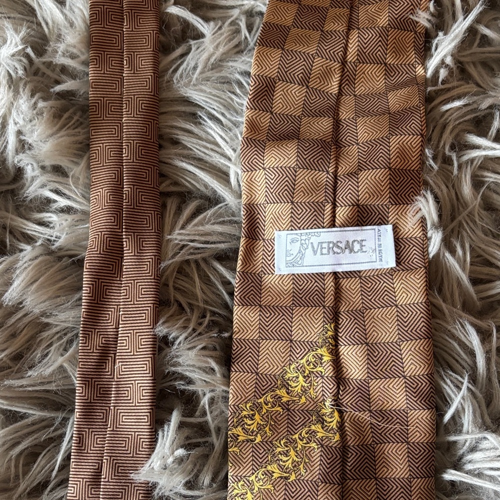 Versace Brown Geometric Pattern Tie - image 2